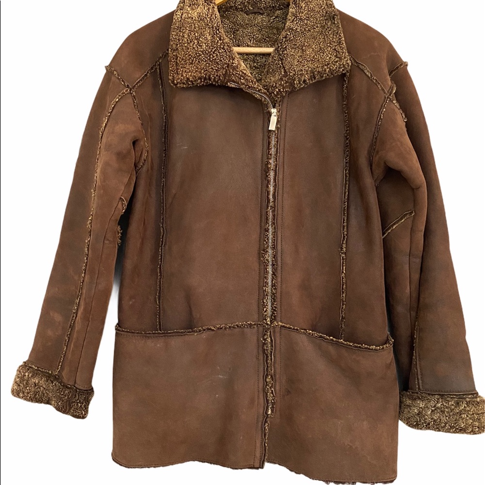 Sinclair Pelle Shearling Italian Jacket SzM Brown